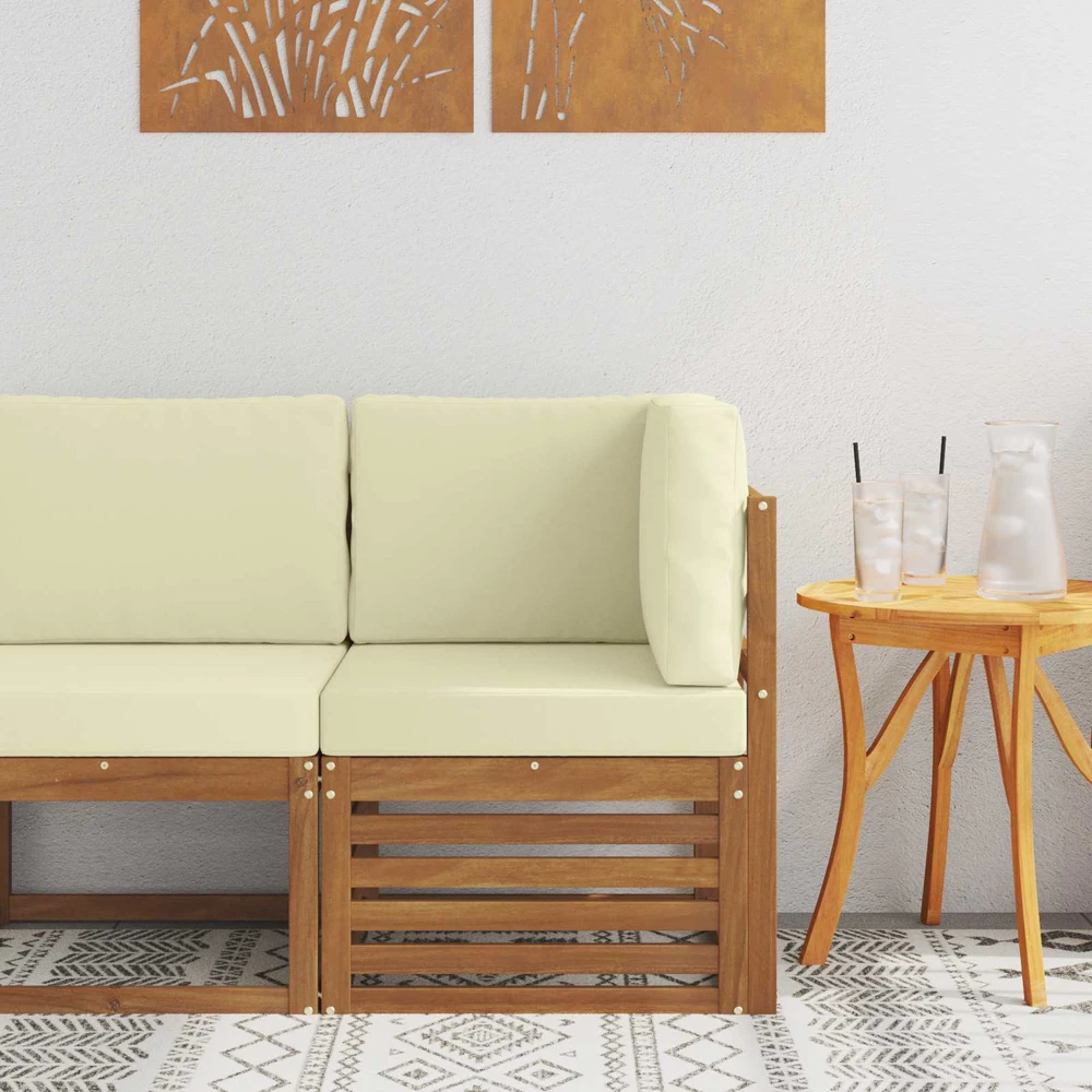 Lauko kampinė sofa Kietos akacijos mediena Natūrali