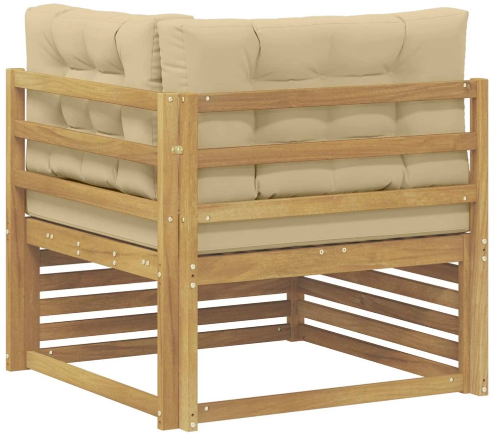 Lauko kampinė sofa Kietos akacijos mediena Balta