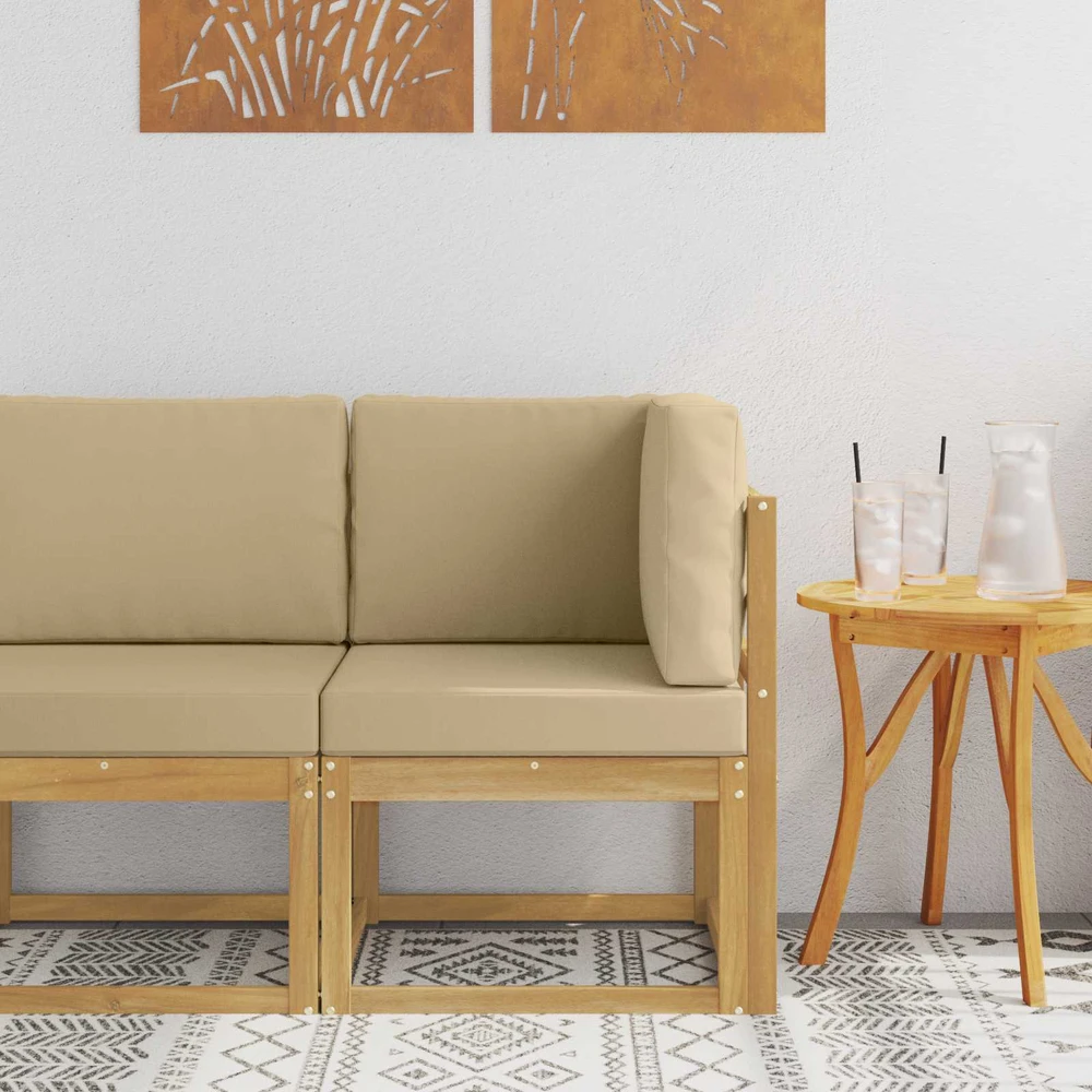 Lauko kampinė sofa Kietos akacijos mediena Balta