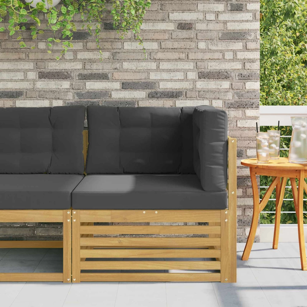 Lauko kampinė sofa Kietos akacijos mediena Balta