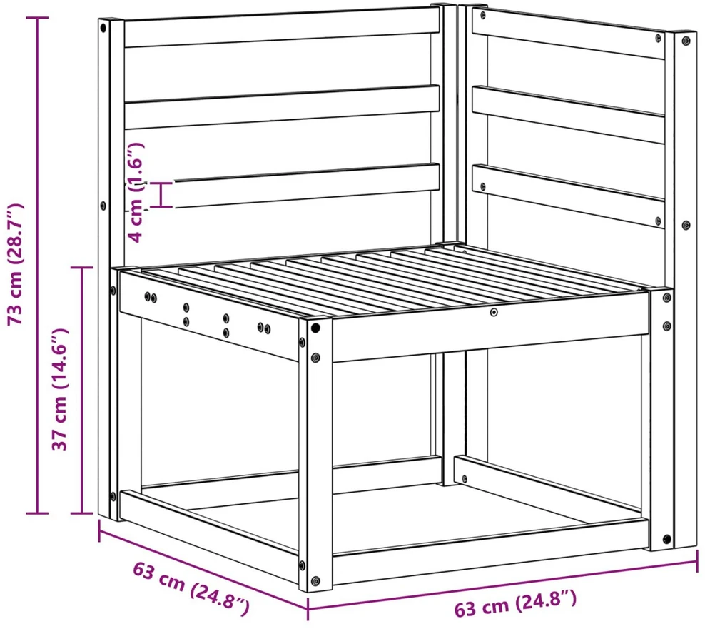 Lauko kampinė sofa Kietos akacijos mediena Balta