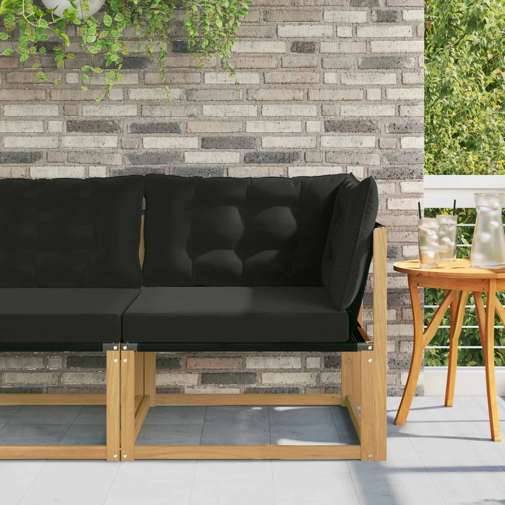 Lauko kampinė sofa Kietos akacijos mediena Balta