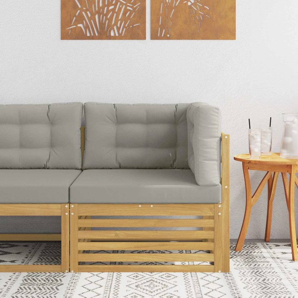 Lauko kampinė sofa Kietos akacijos mediena Balta