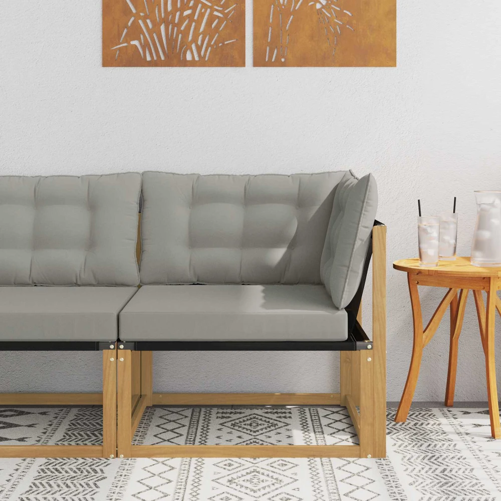 Lauko kampinė sofa Kietos akacijos mediena Balta