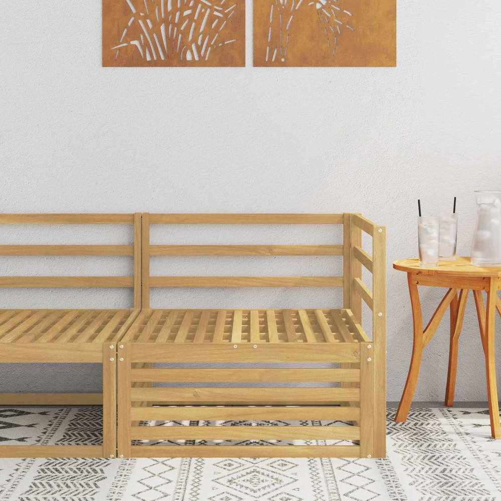Lauko kampinė sofa Kietos akacijos mediena Balta