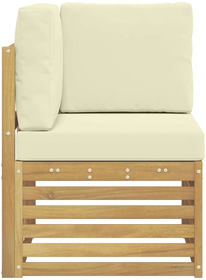 Lauko kampinė sofa Kietos akacijos mediena Balta