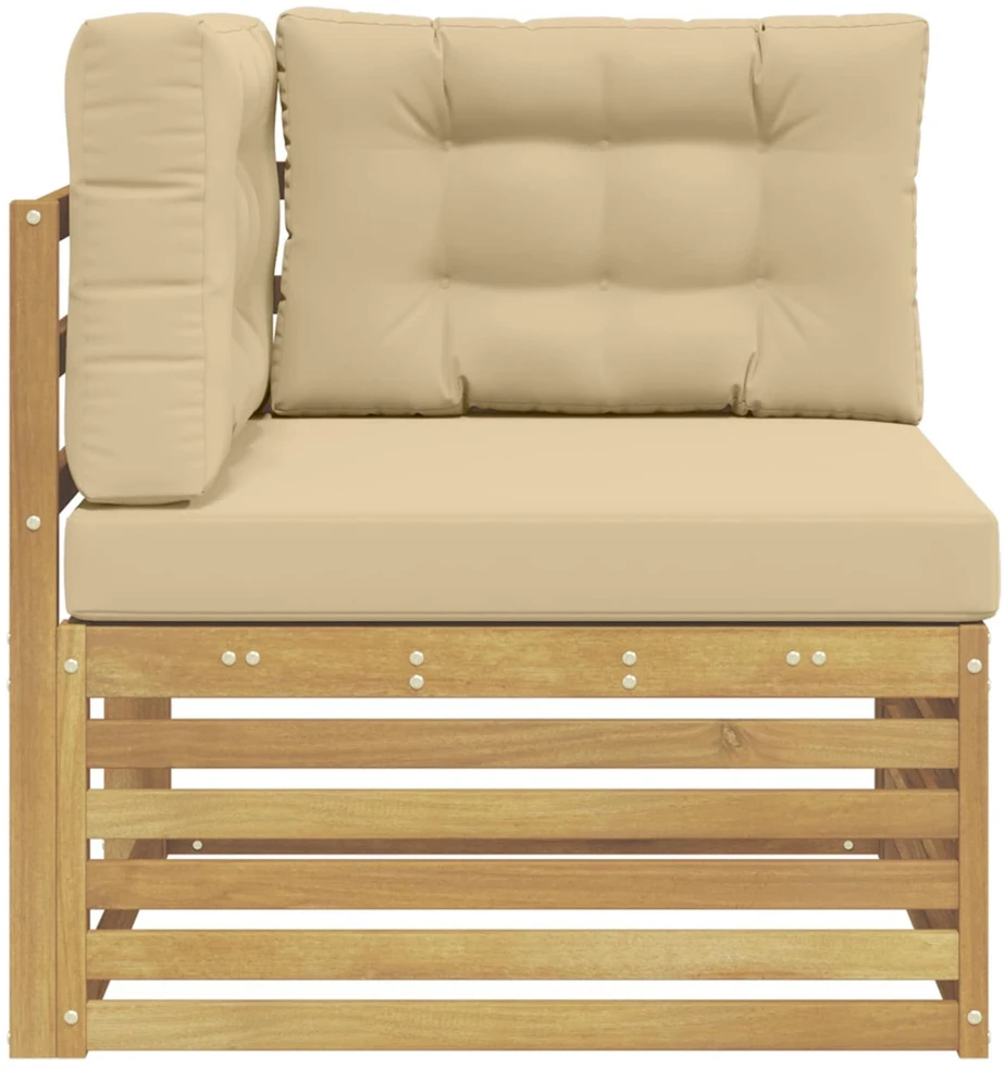 Lauko kampinė sofa Kietos akacijos mediena Balta
