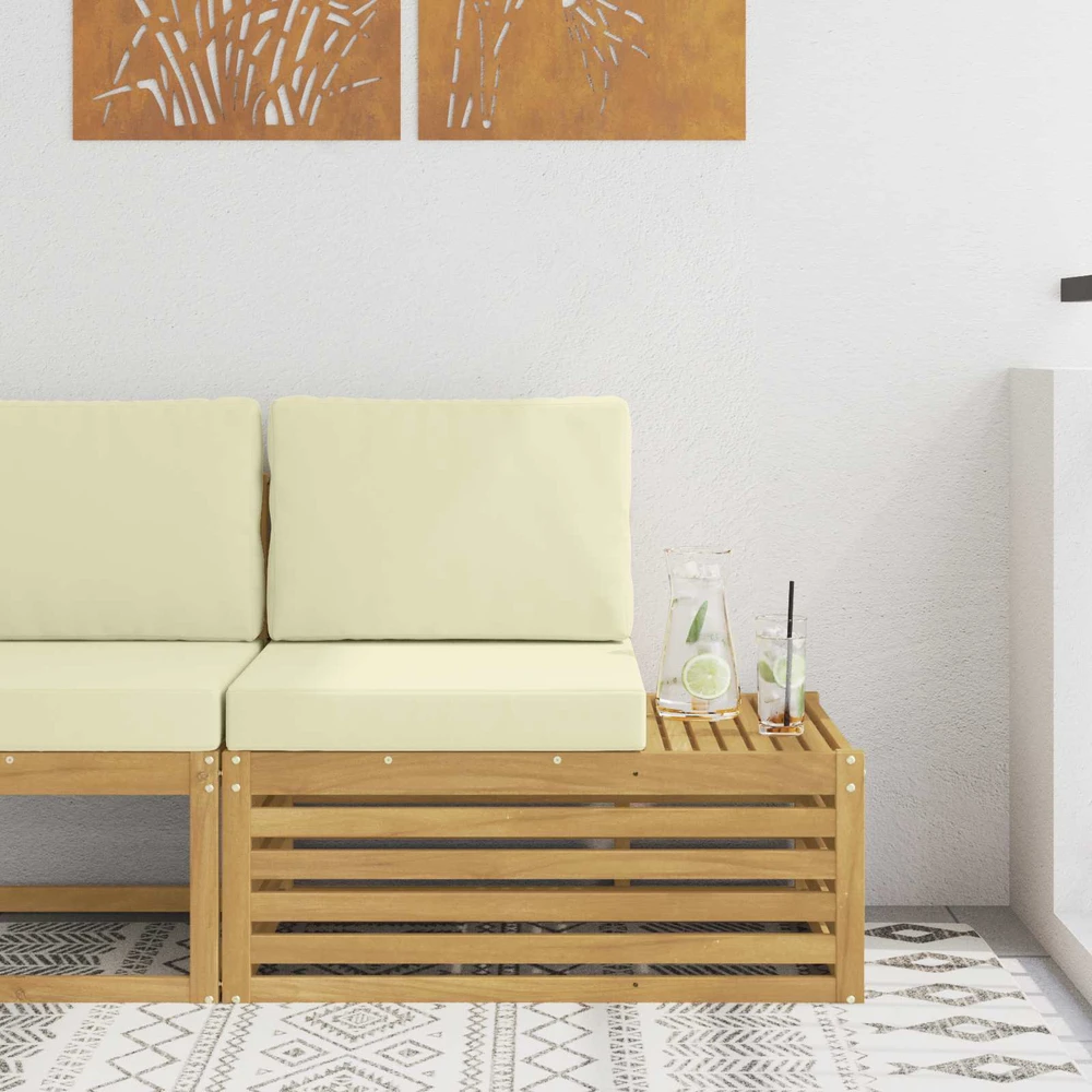 Lauko kampinės sofos dalys Balta ir kreminė 91 x 63 x 73 cm