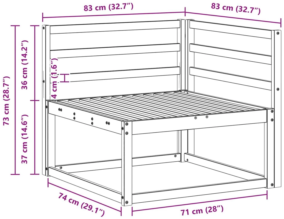 Lauko kampinis sofa Balta 83 x 83 x 73 cm