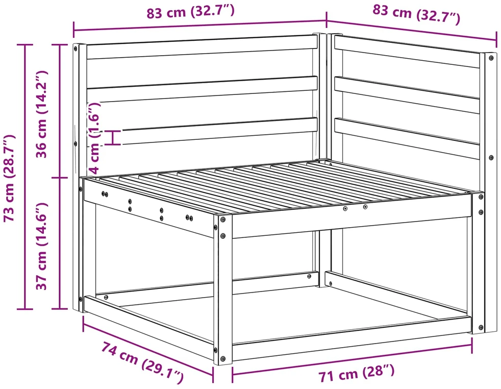 Lauko kampinis sofa Balta 83 x 83 x 73 cm