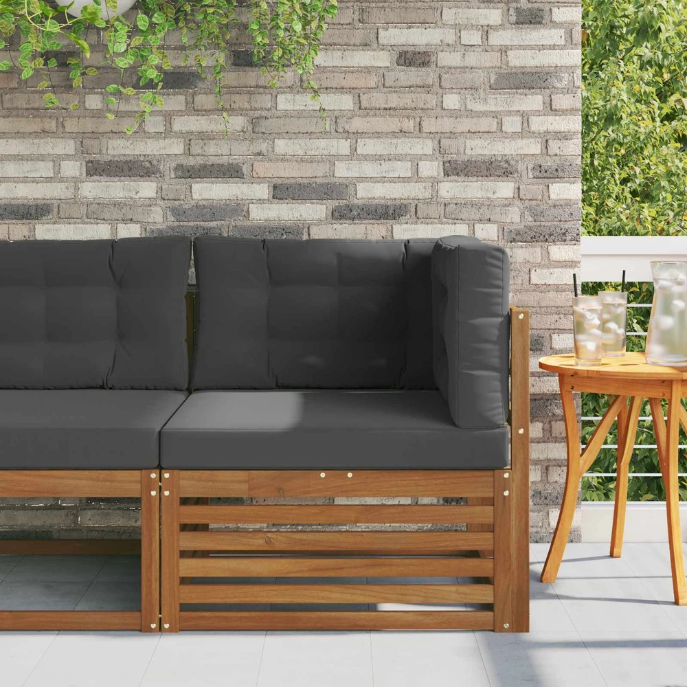 Lauko kampinis sofa Kietos akacijos mediena Natūrali