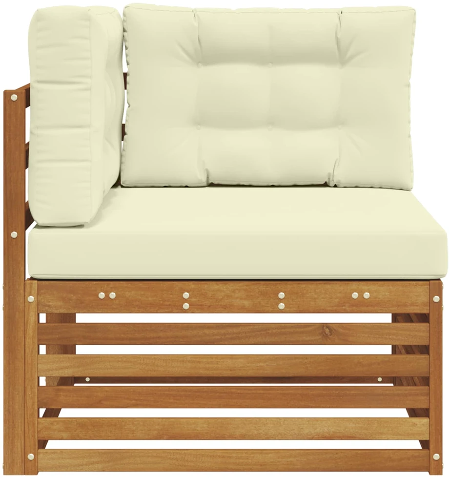 Lauko kampinis sofa Kietos akacijos mediena Natūrali