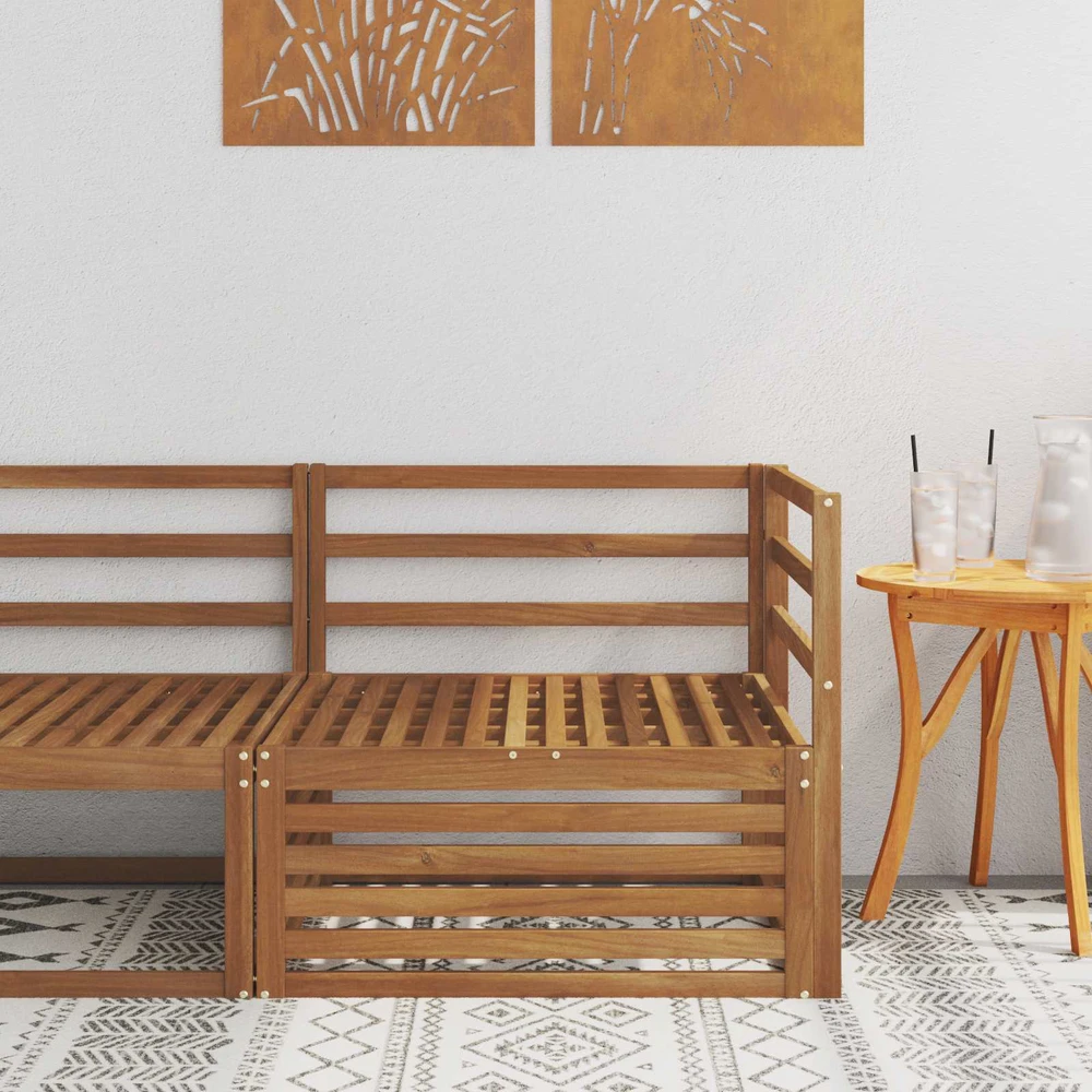 Lauko kampinis sofa Kietos akacijos mediena Natūrali