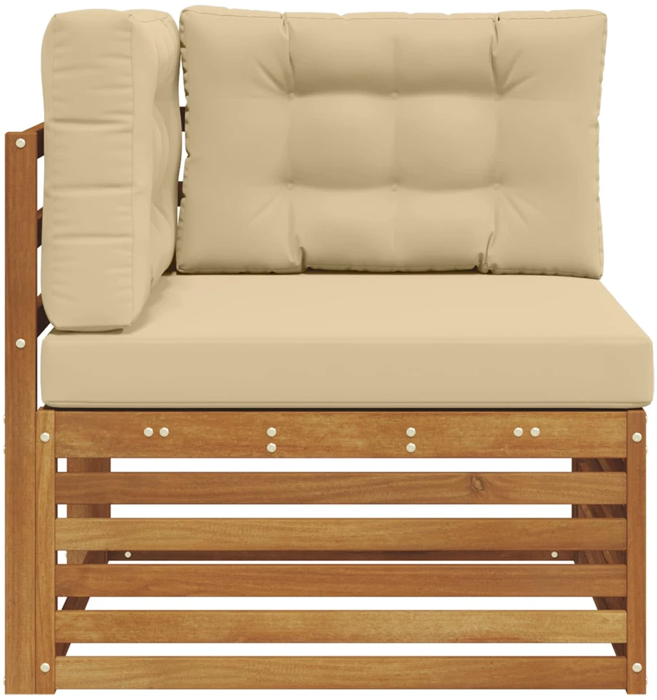 Lauko kampinis sofa Kietos akacijos mediena Natūrali