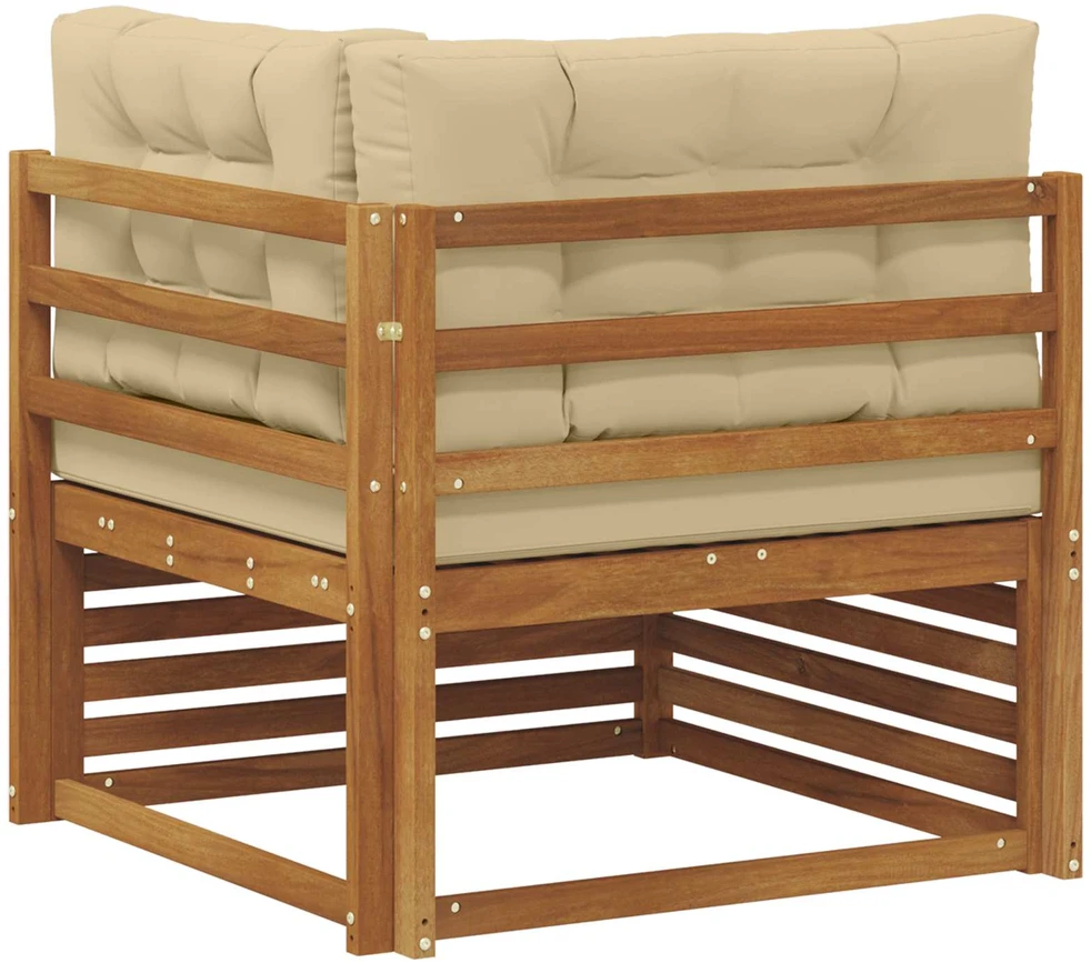 Lauko kampinis sofa Kietos akacijos mediena Natūrali