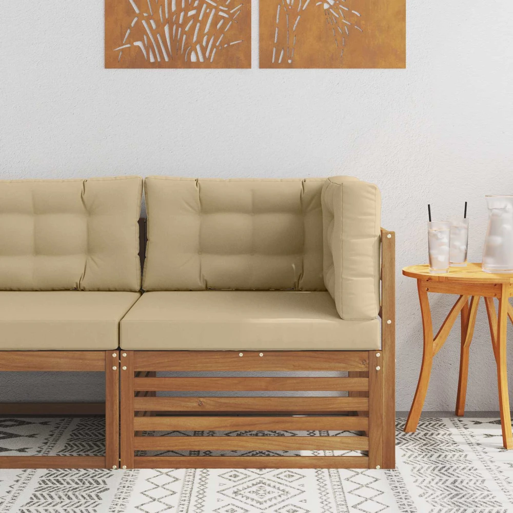 Lauko kampinis sofa Kietos akacijos mediena Natūrali