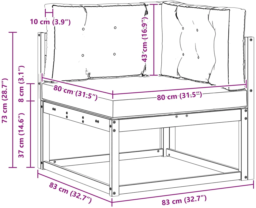 Lauko kampinis sofa Natūrali