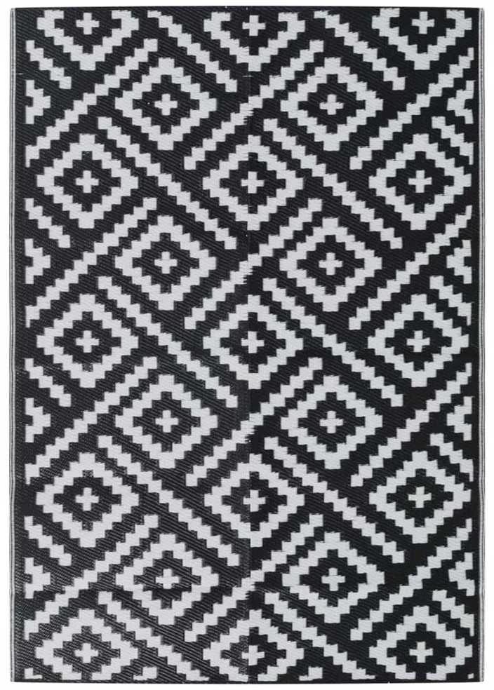 Lauko kilimas, baltos ir juodos spalvos, 140x200cm, PP