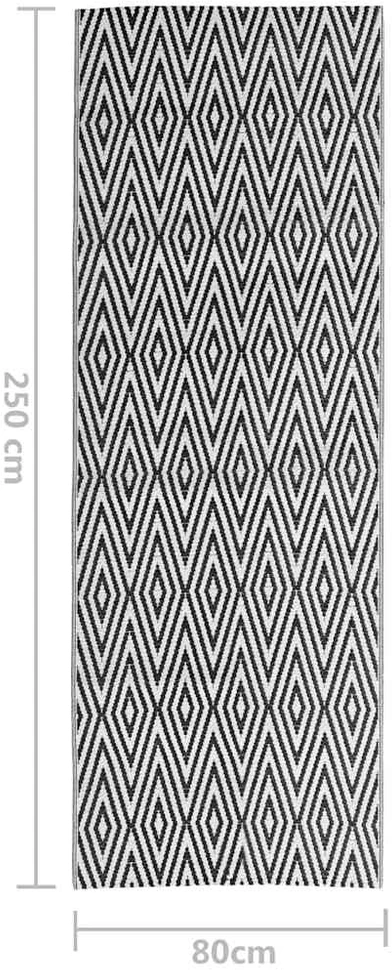 Lauko kilimas, juodos spalvos, 80x250cm, PP