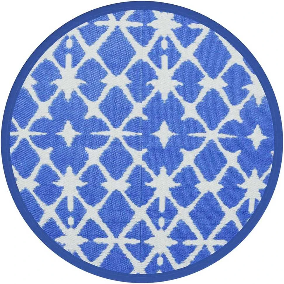 Lauko kilimas, mėlynos ir baltos spalvos, 120cm skersmens, PP