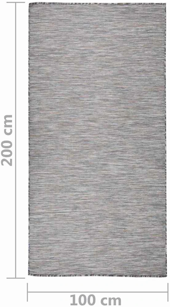 Lauko kilimėlis, rudas ir mėlyna, 100x200cm, plokščio pynimo