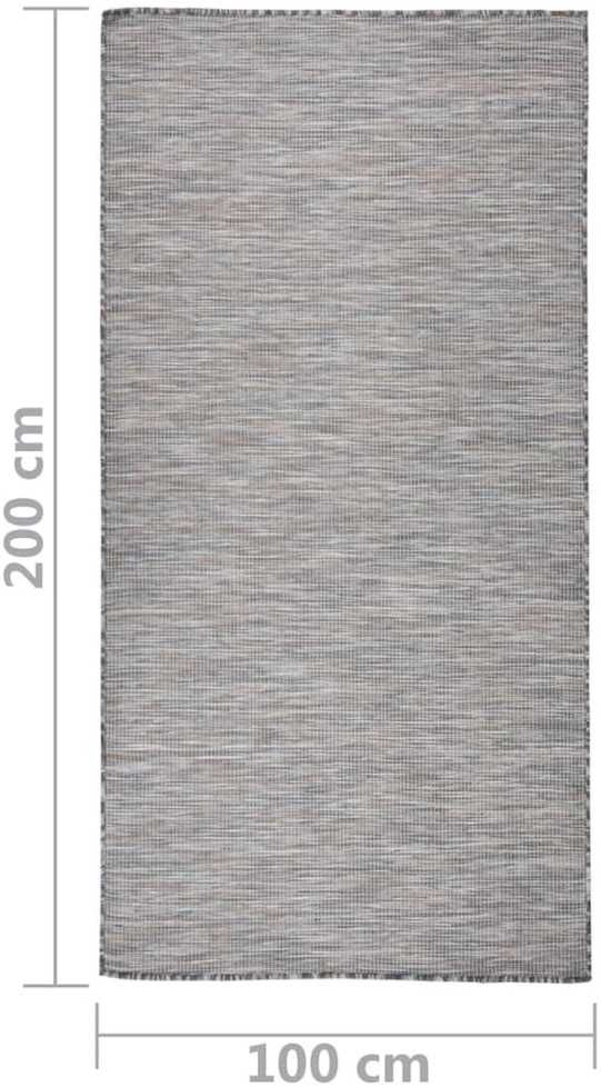 Lauko kilimėlis, rudas ir mėlyna, 100x200cm, plokščio pynimo