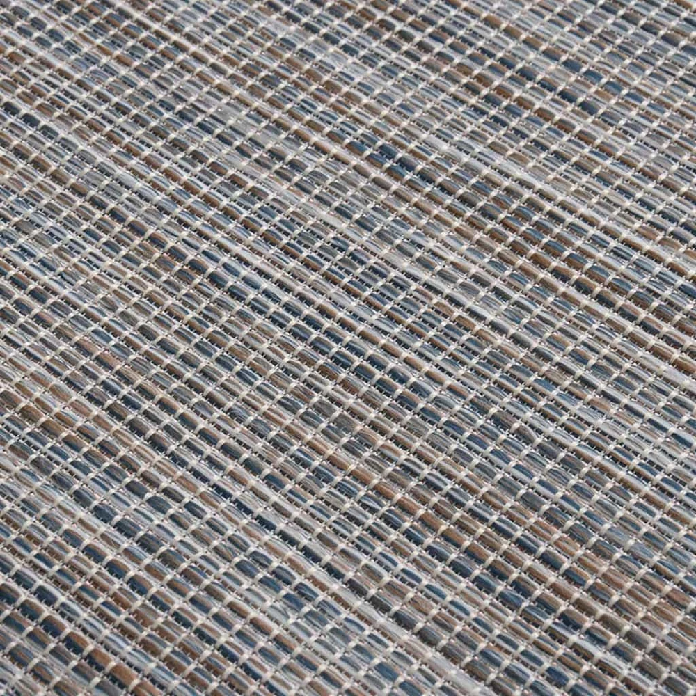 Lauko kilimėlis, rudas ir mėlyna, 120x170cm, plokščio pynimo