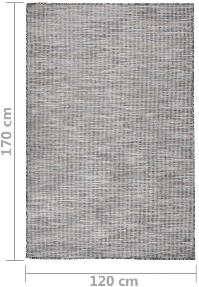 Lauko kilimėlis, rudas ir mėlyna, 120x170cm, plokščio pynimo