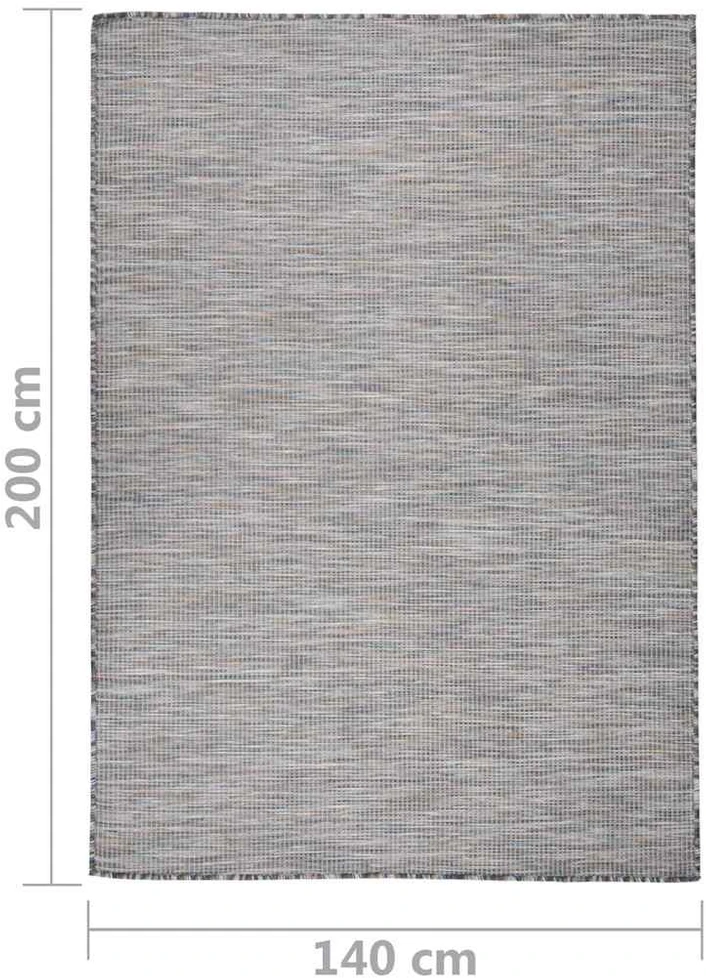Lauko kilimėlis, rudas ir mėlyna, 140x200cm, plokščio pynimo