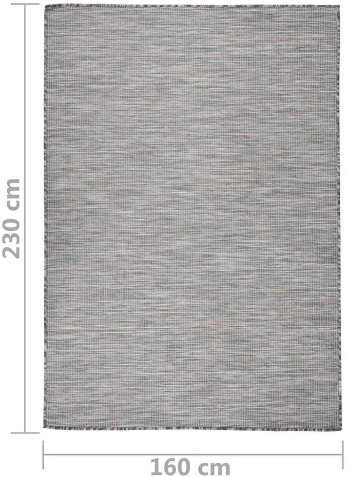 Lauko kilimėlis, rudas ir mėlyna, 160x230cm, plokščio pynimo