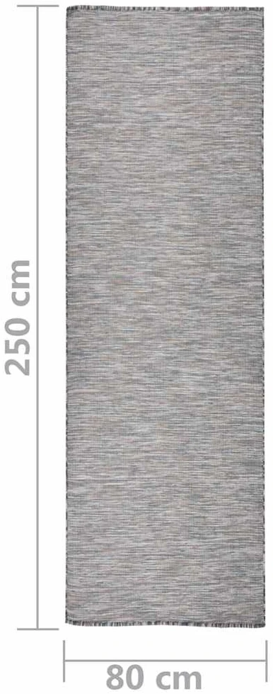 Lauko kilimėlis, rudas ir mėlyna, 80x250cm, plokščio pynimo