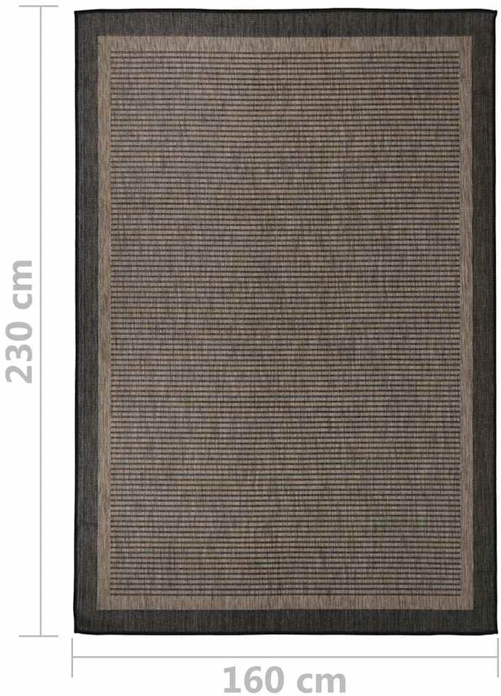Lauko kilimėlis, tamsiai rudas, 160x230cm, plokščio pynimo