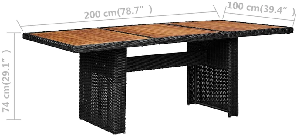 Lauko komplektas su pagalvėlėmis, 7 dalių, juodas, poliratanas