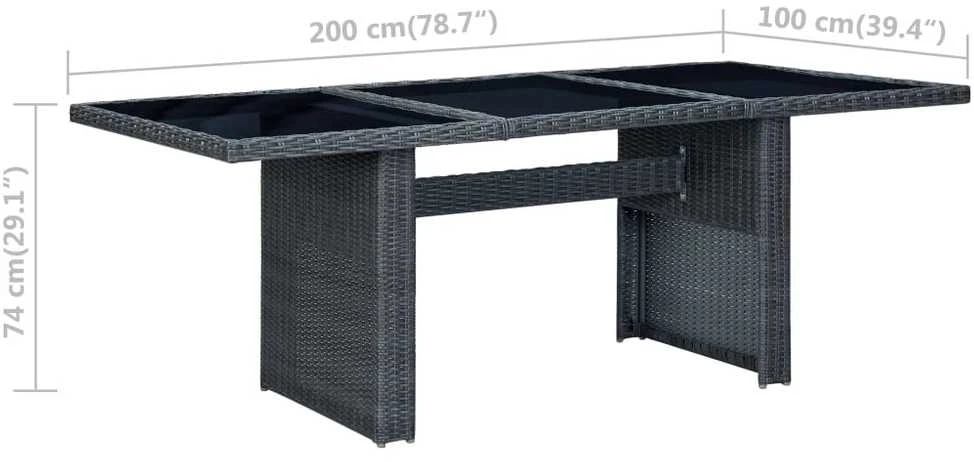 Lauko baldų komplektas Lauko komplektas su pagalvėmis, 9 dalių, pilkas, poliratanas