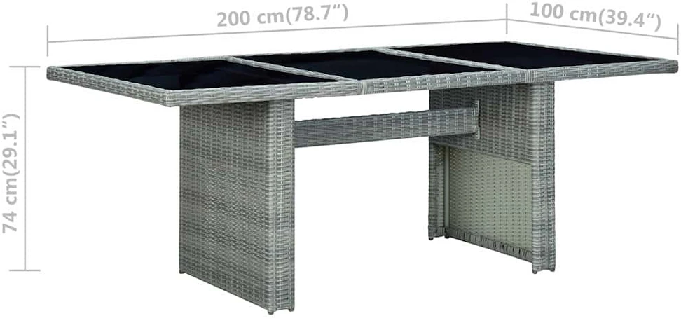Lauko baldų komplektas Lauko komplektas su pagalvėmis, 9 dalių, pilkas, poliratanas