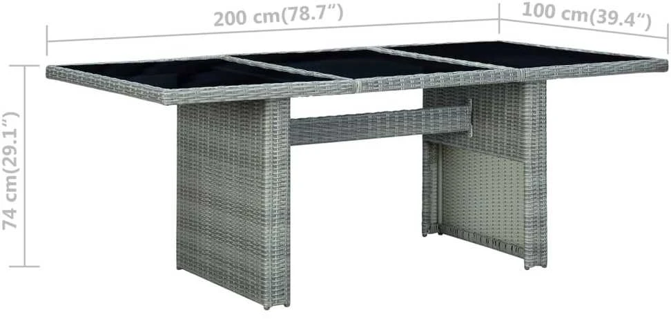 Lauko baldų komplektas Lauko komplektas su pagalvėmis, 9 dalių, pilkas, poliratanas