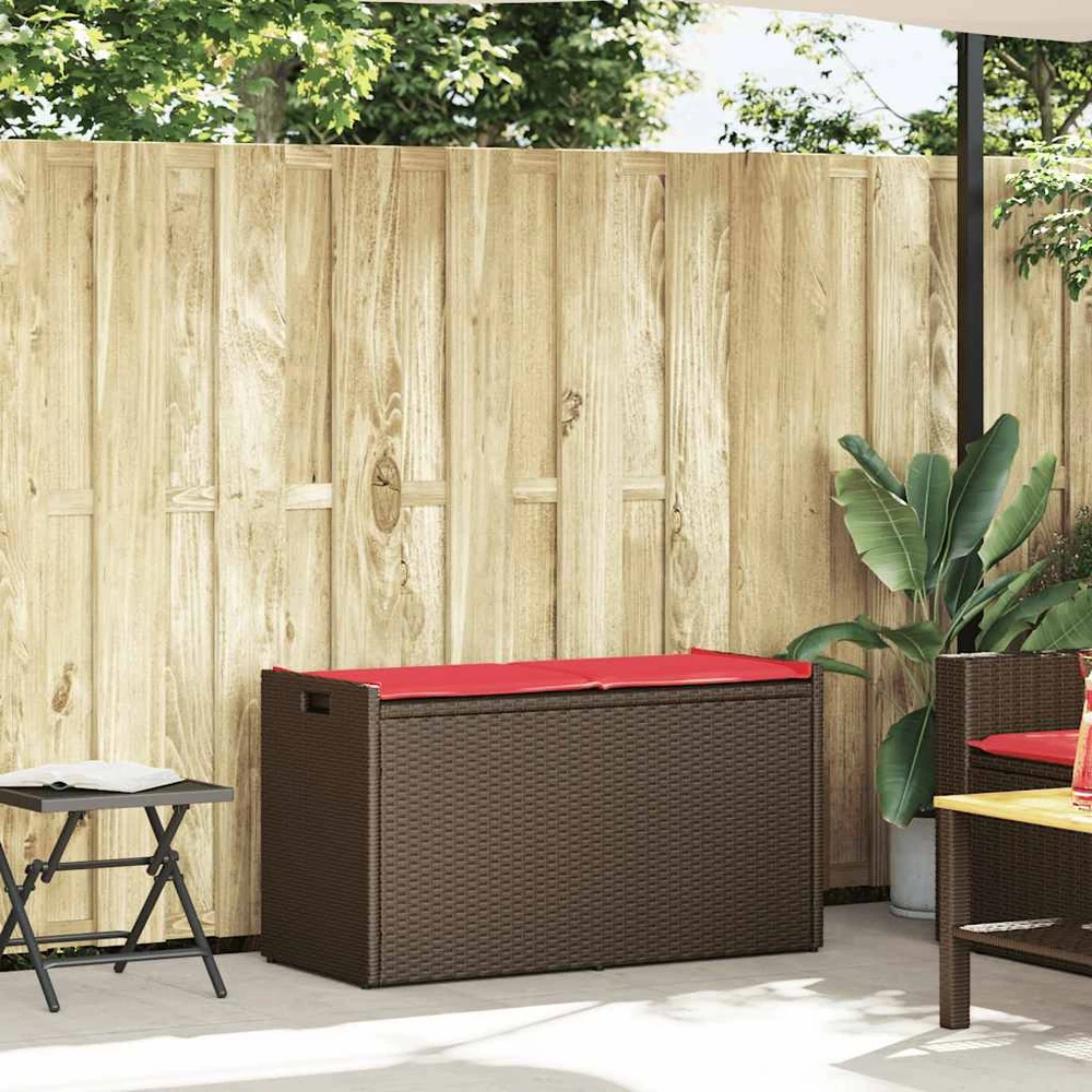 Lauko baldų komplektas Lauko laikymo suolas su pagalvėlėmis rudos spalvos 100 cm