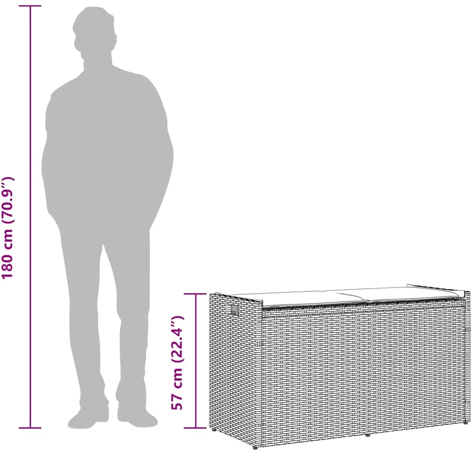 Lauko baldų komplektas Lauko laikymo suolas su pagalvėlėmis rudos spalvos 100 cm