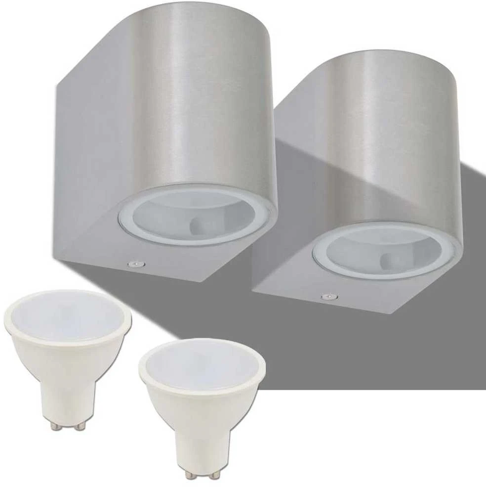 Lauko LED sienin. šviestuvai, 2 vnt., apvalūs, šviesa į apačią