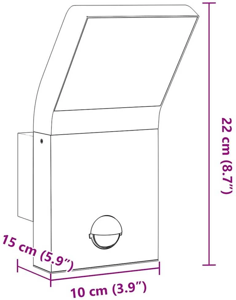 Lauko LED šviestuvai su jutikliais, 2vnt., balti, aliuminis
