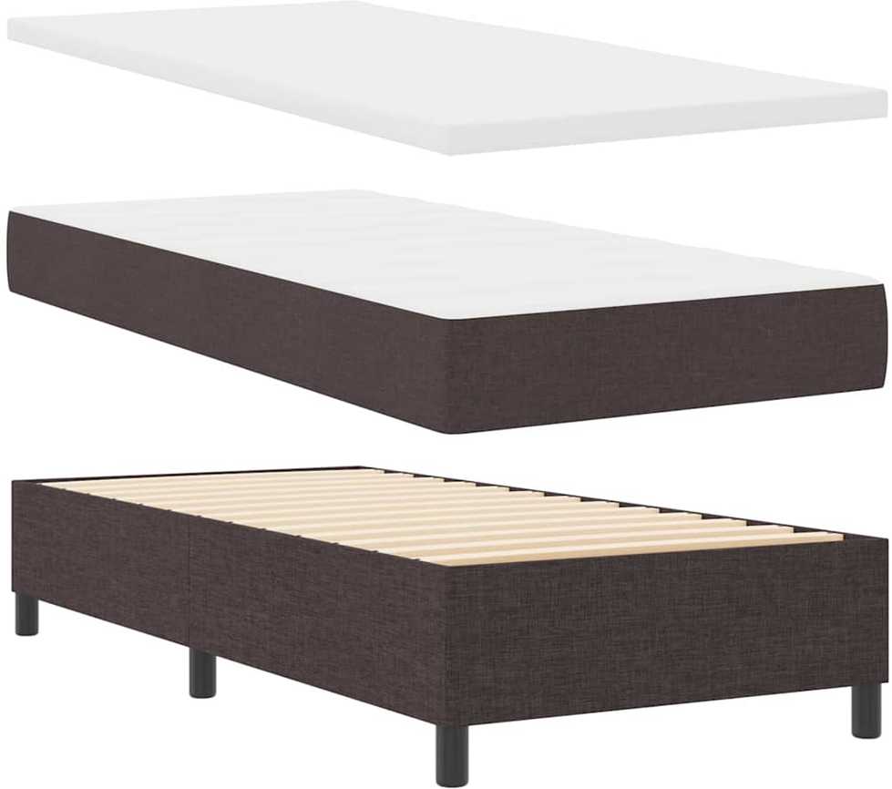 Kiemas lova su čiužiniu Tamsiai ruda 80 x 200 cm audinys