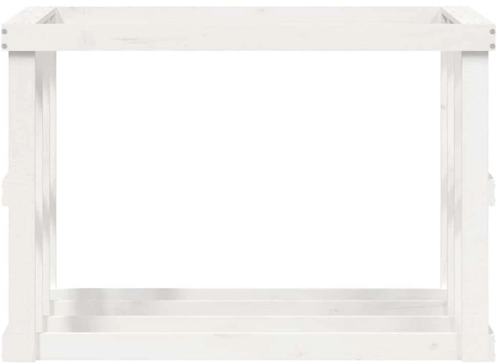 Lauko malkų laikiklis, baltas, 108x52x74cm, pušies masyvas