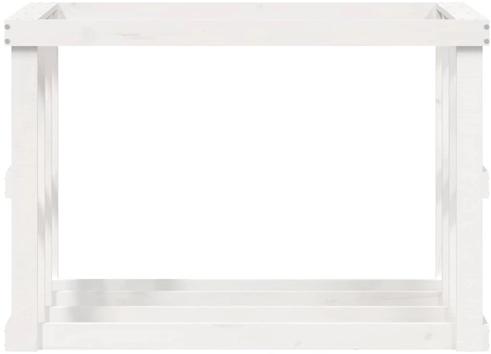 Lauko malkų laikiklis, baltas, 108x52x74cm, pušies masyvas
