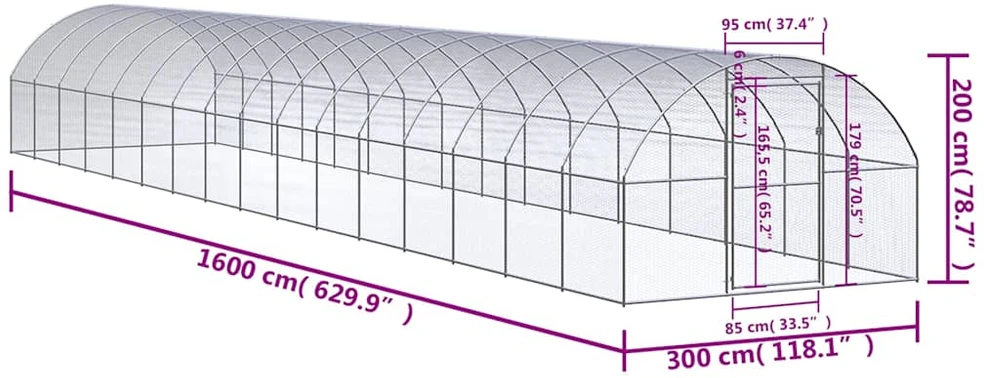 Lauko narvas viščiukams, 3x16x2m, galvanizuotas plienas