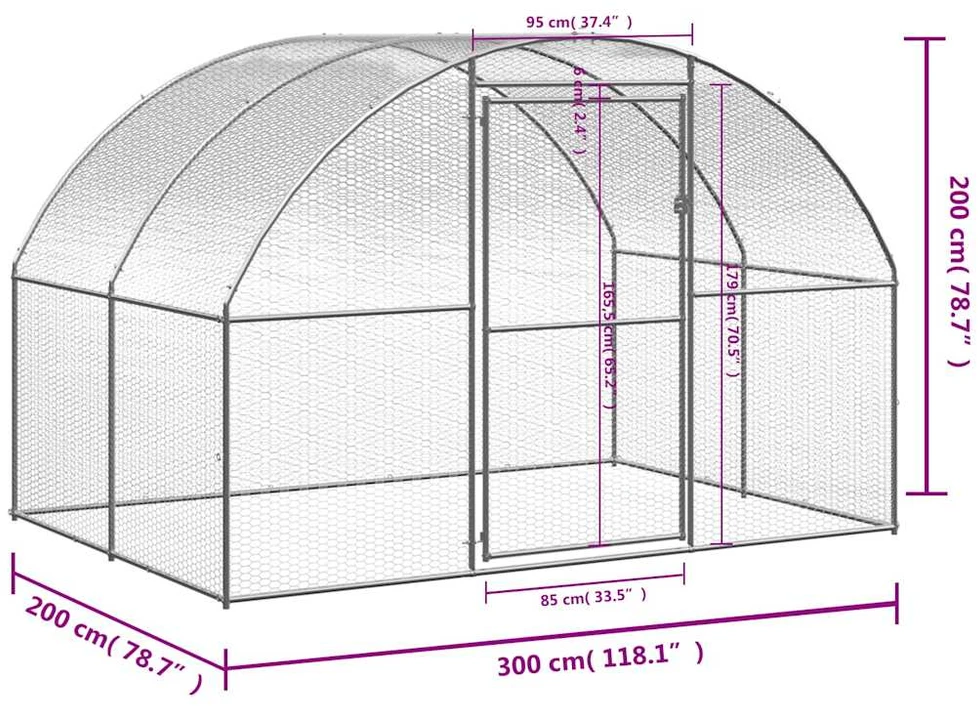 Lauko narvas viščiukams, 3x2x2m, galvanizuotas plienas