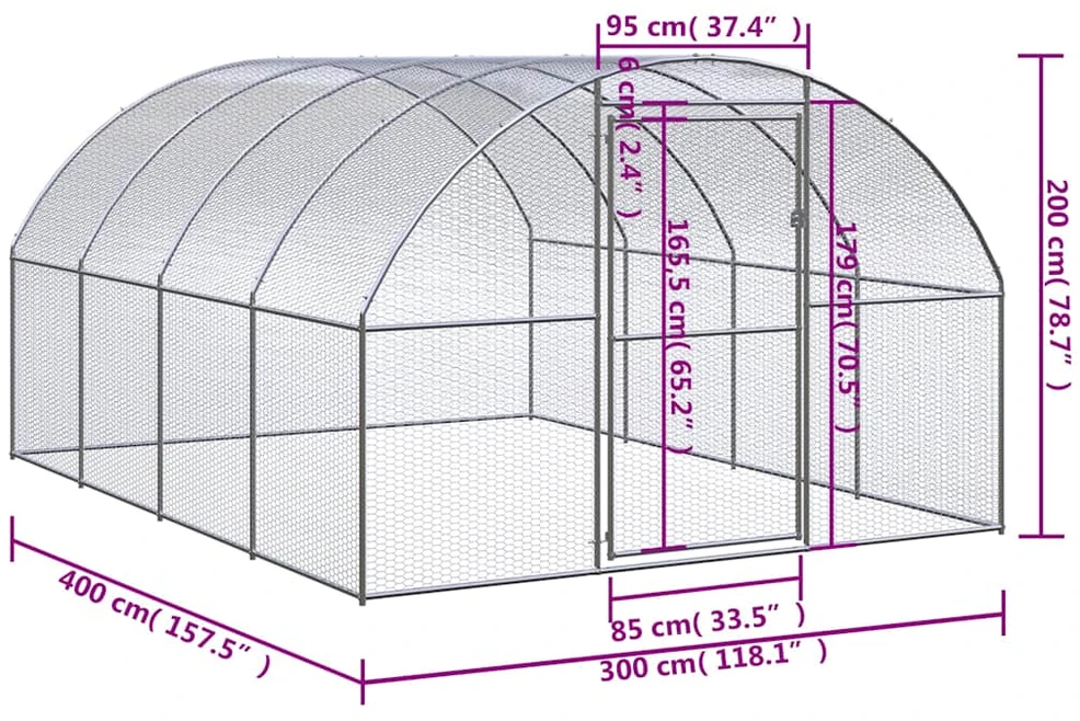 Lauko narvas viščiukams, 3x4x2m, galvanizuotas plienas