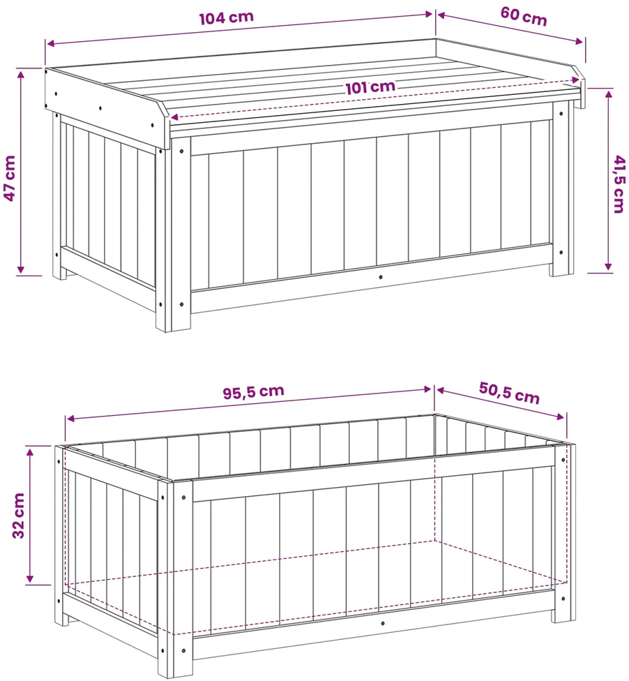 Lauko pagalvių dėžė Impregnuota pušies mediena 104 x 60 x 47 cm