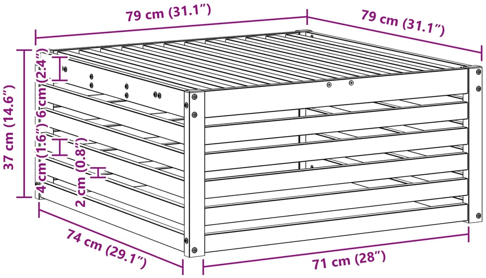 Lauko pakojis Natūrali 79 x 79 x 37 cm Kietos akacijos mediena