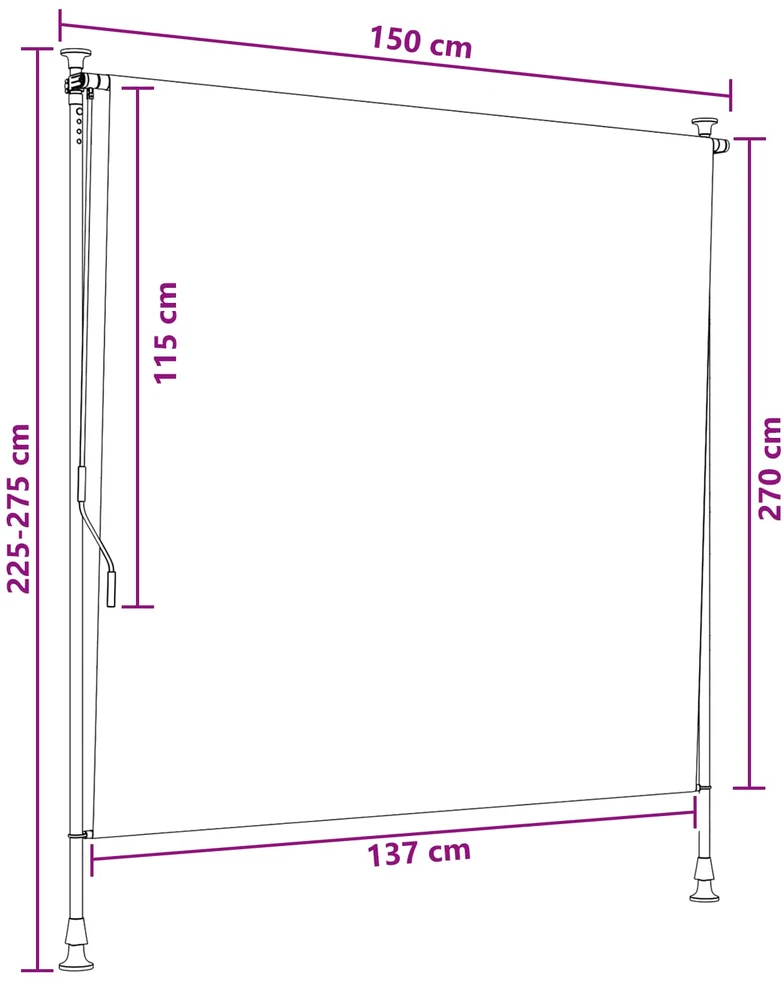 Lauko Ritininė Žaliuzė Antracito ir baltos 150 x 270 cm