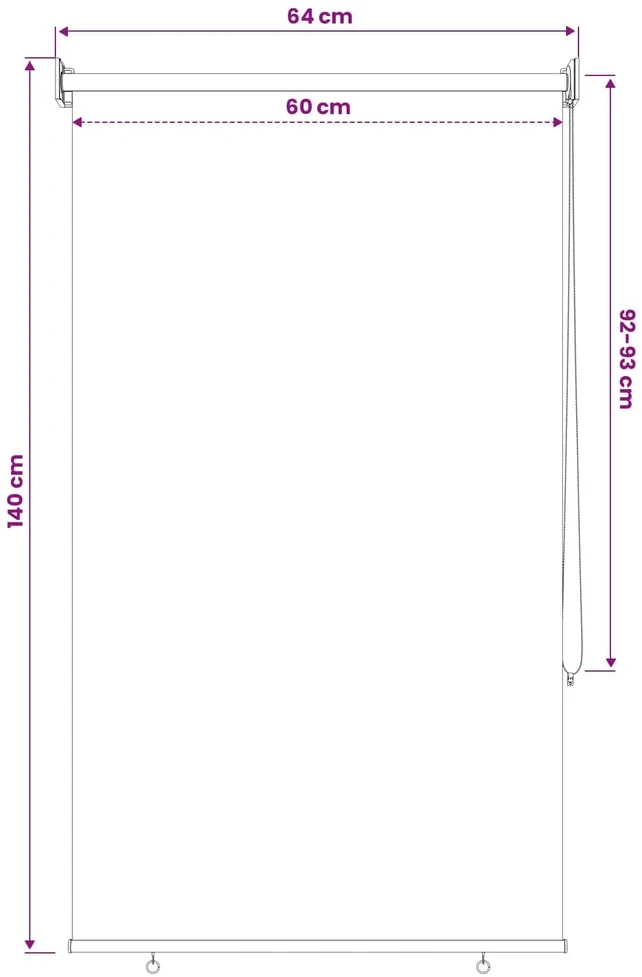 Lauko ritininė žaliuzė UV apsaugai Balta 100 x 230 cm (P x A)
